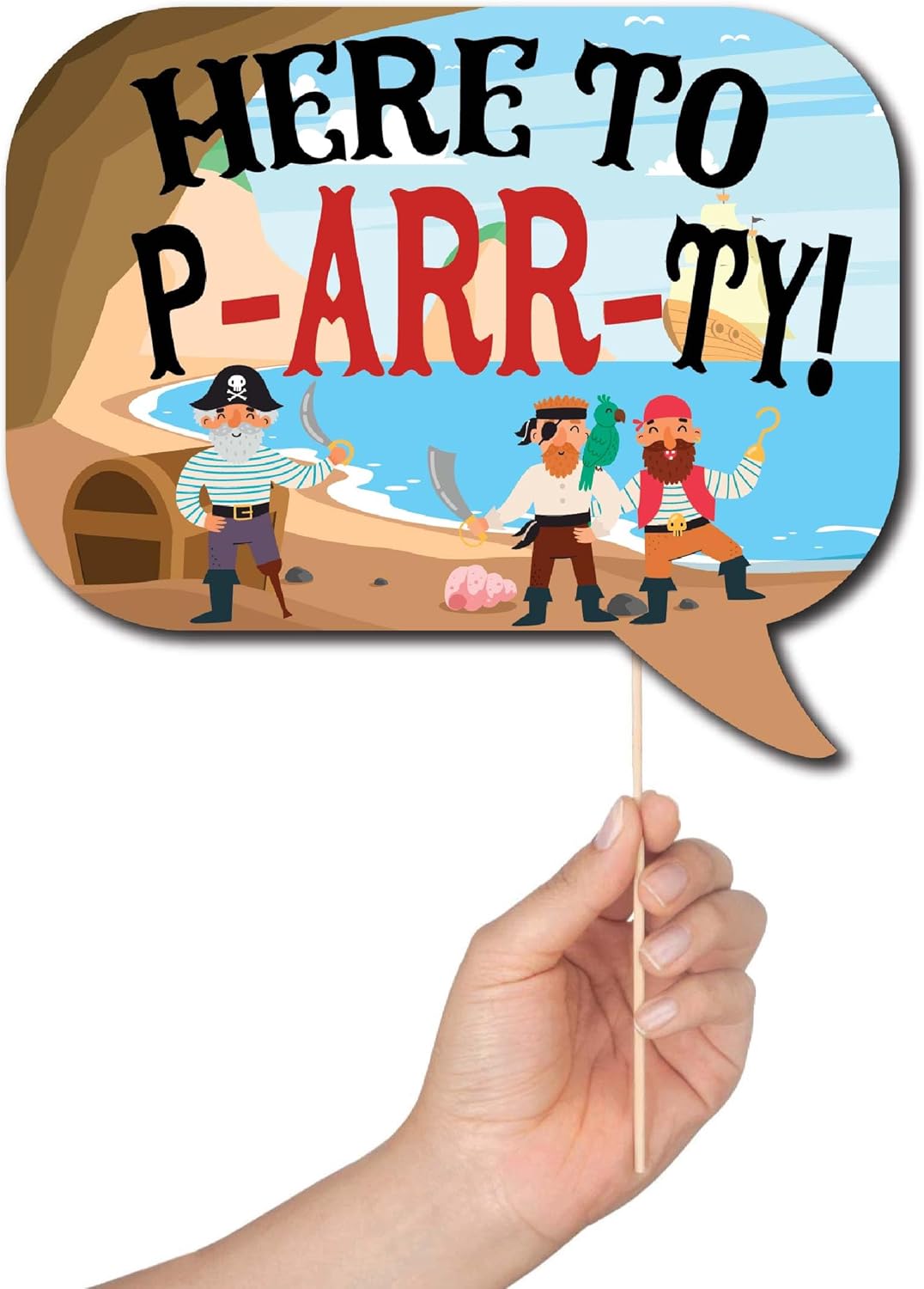 Pirate Photo Booth Props - 41pc Kit with Sign Sticks and Adhesive Pads