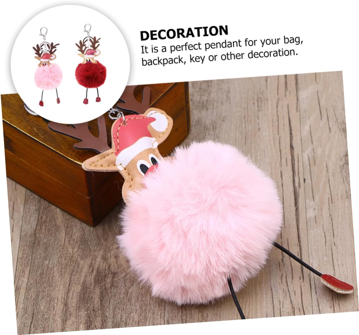 2pcs Christmas Elk Keychain Key Holder for Bags