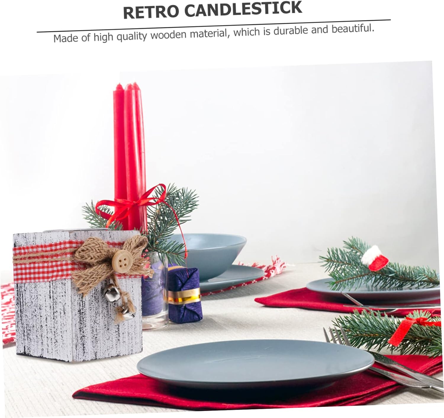 MAGICLULU Christmas Candle Holder Wooden Decor for Holiday Tables