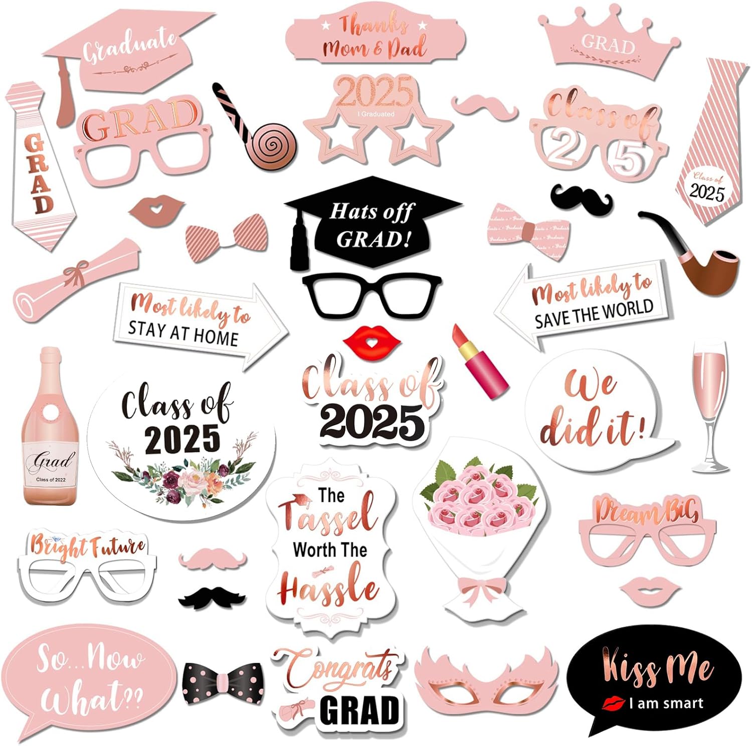 Konsait Rose Gold Graduation Photo Props 39 Count