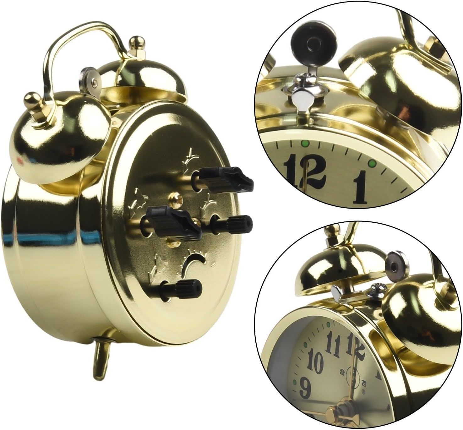 Vintage Mechanical Gold Horseshoe Alarm Clock