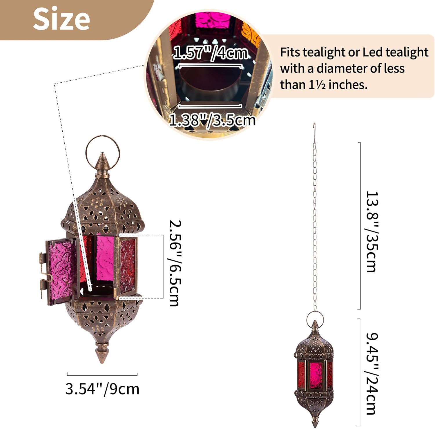 NUPTIO 2 Pcs Hanging Hexagon Candle Lantern Holders