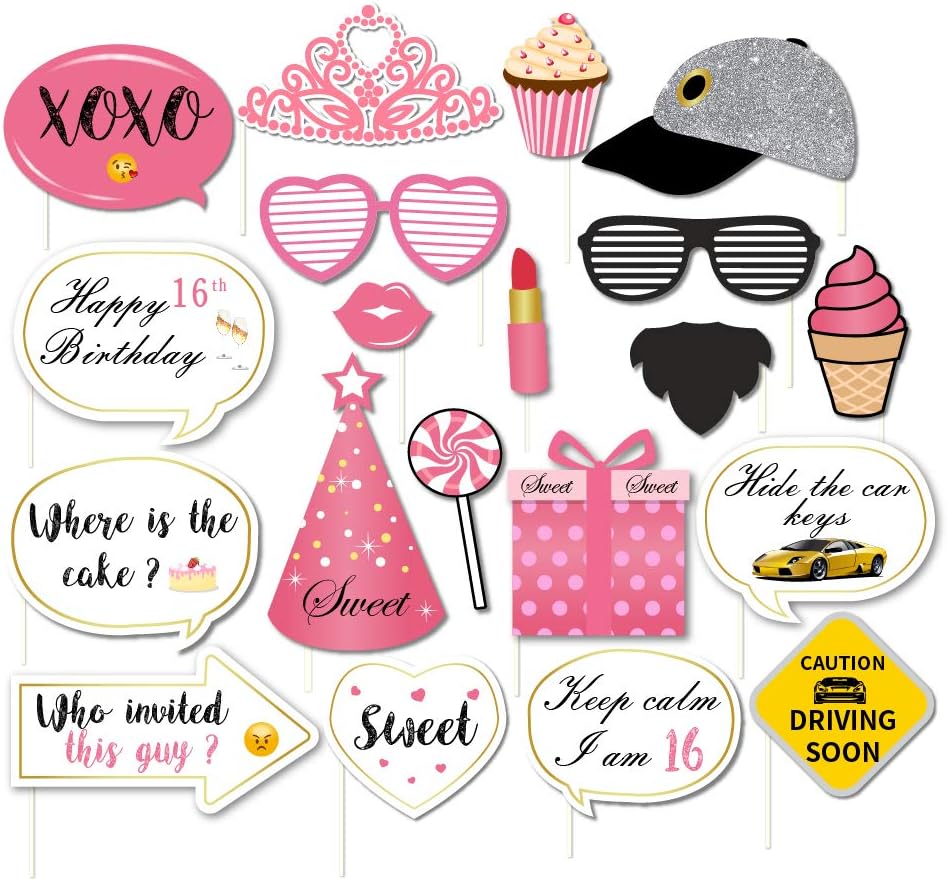 CC HOME Sweet 16 Photo Booth Props 44 Pcs