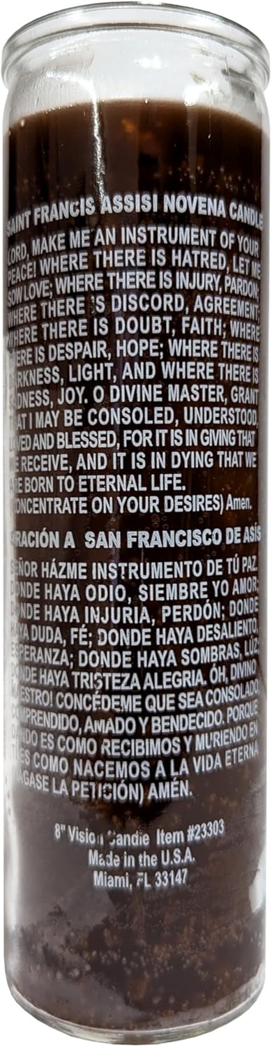 Generic Saint Francis Assisi Brown Pillar Candle