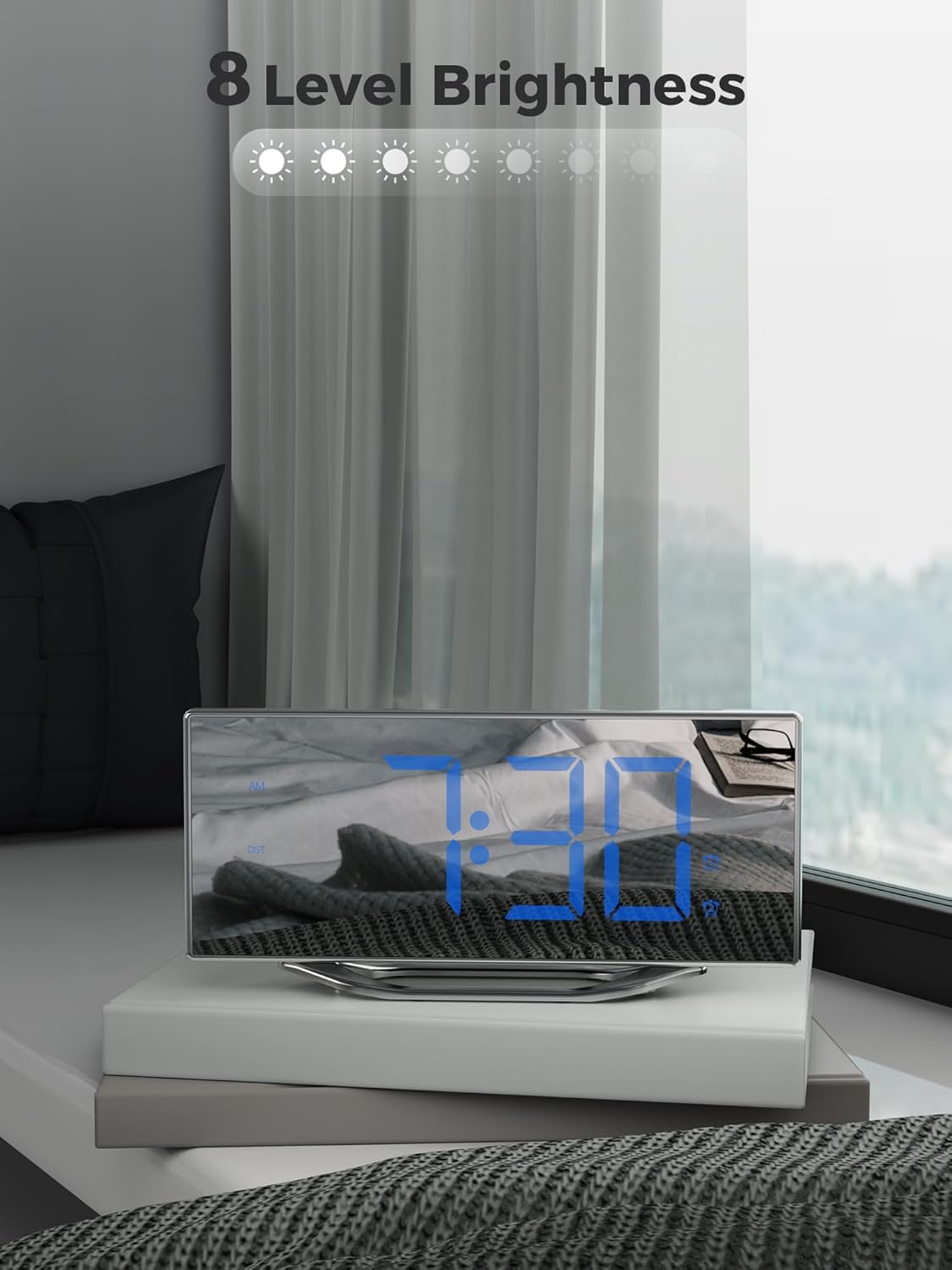 PPLEE 87 LED Mirror Alarm Clock with Dual Alarms