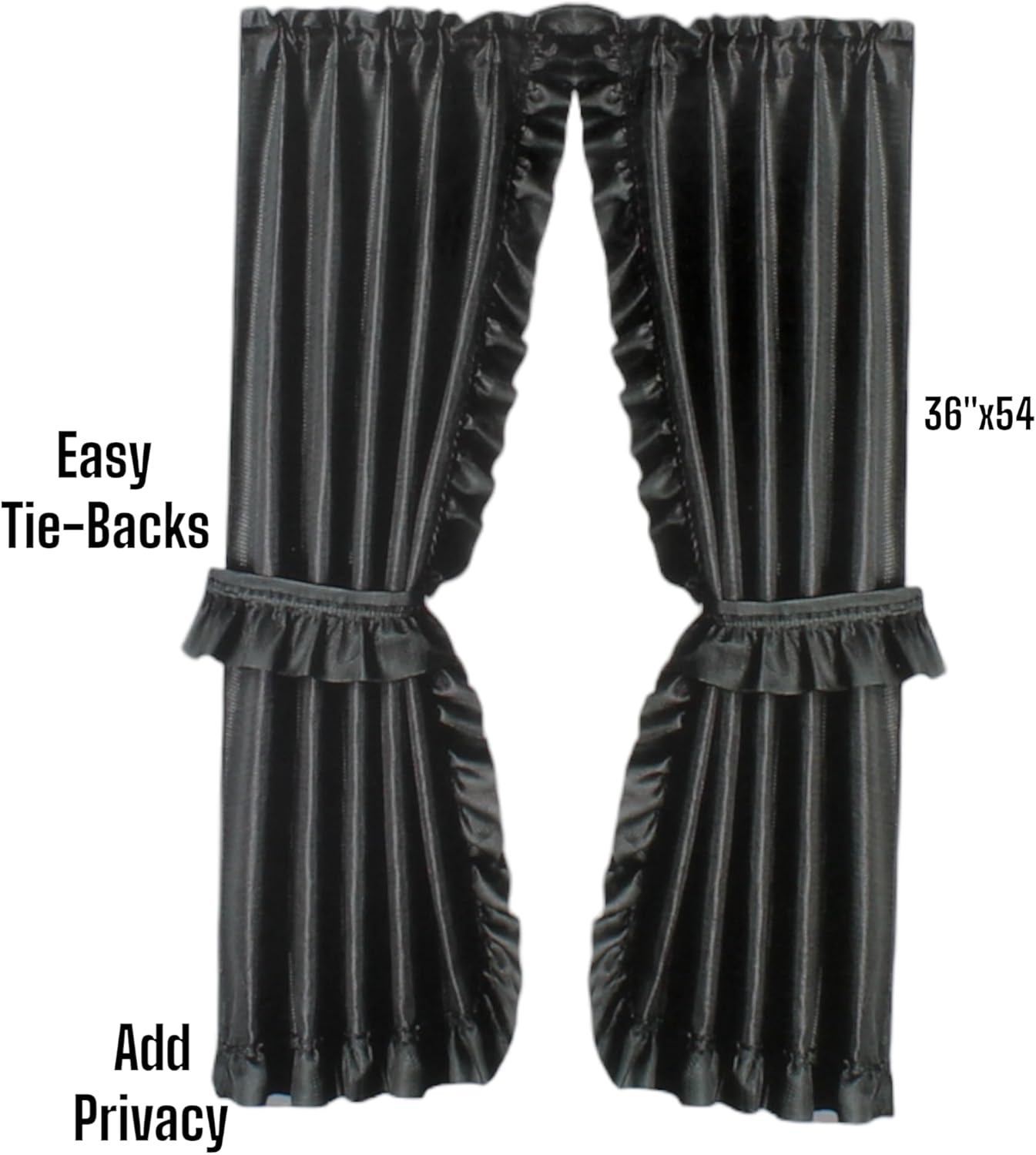 Better Home Ruffled Priscilla Fabric Curtain Set Black