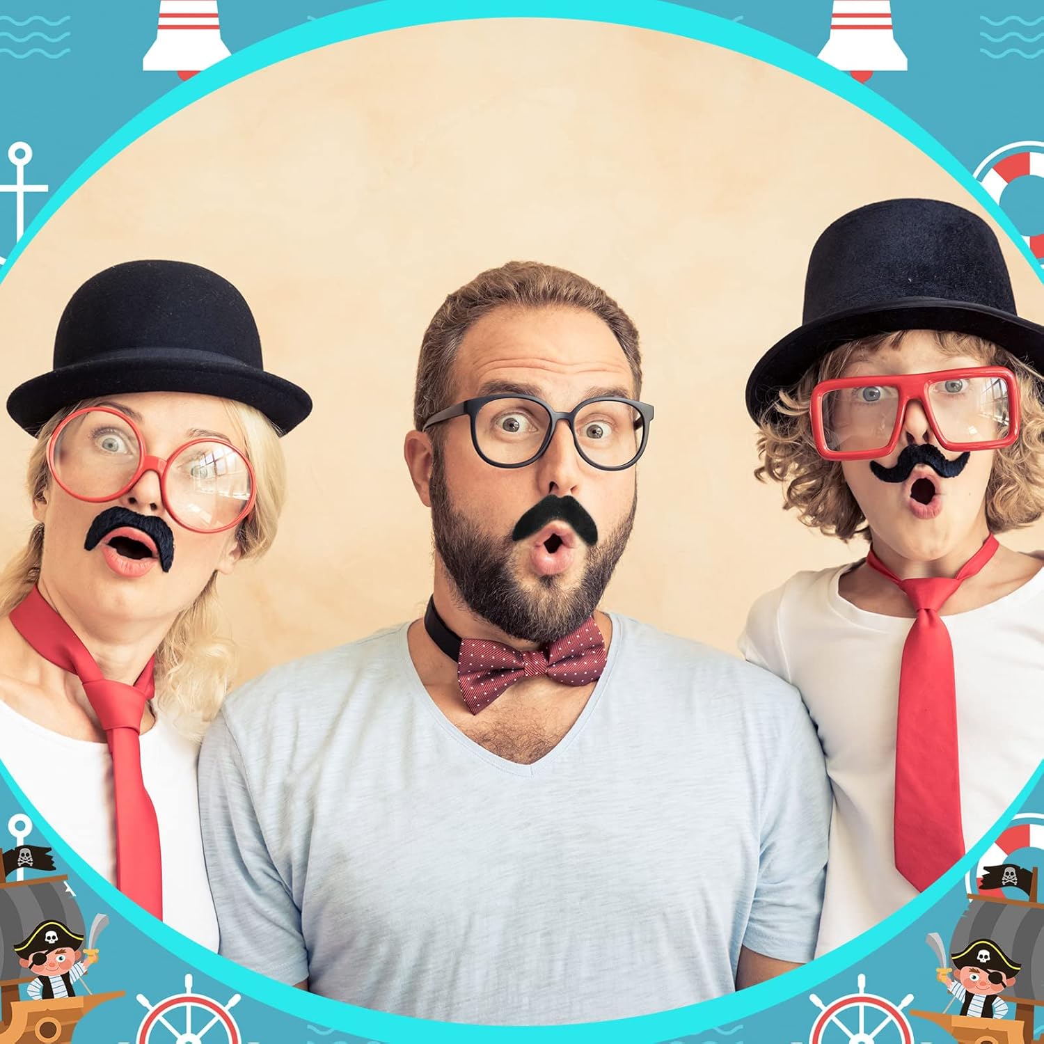 33 Pcs Funny Captain Hat Glasses Photo Booth Props Kit