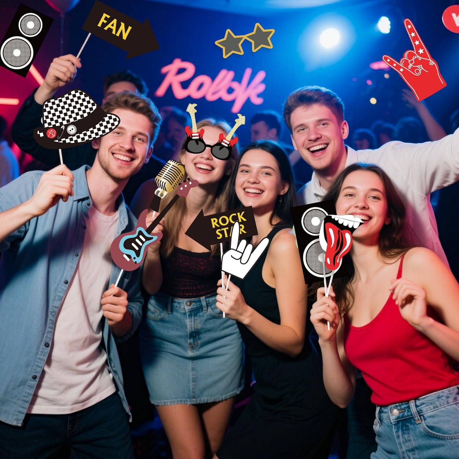 Paper Jazz Rock and Roll Party Decorations 18pcs
