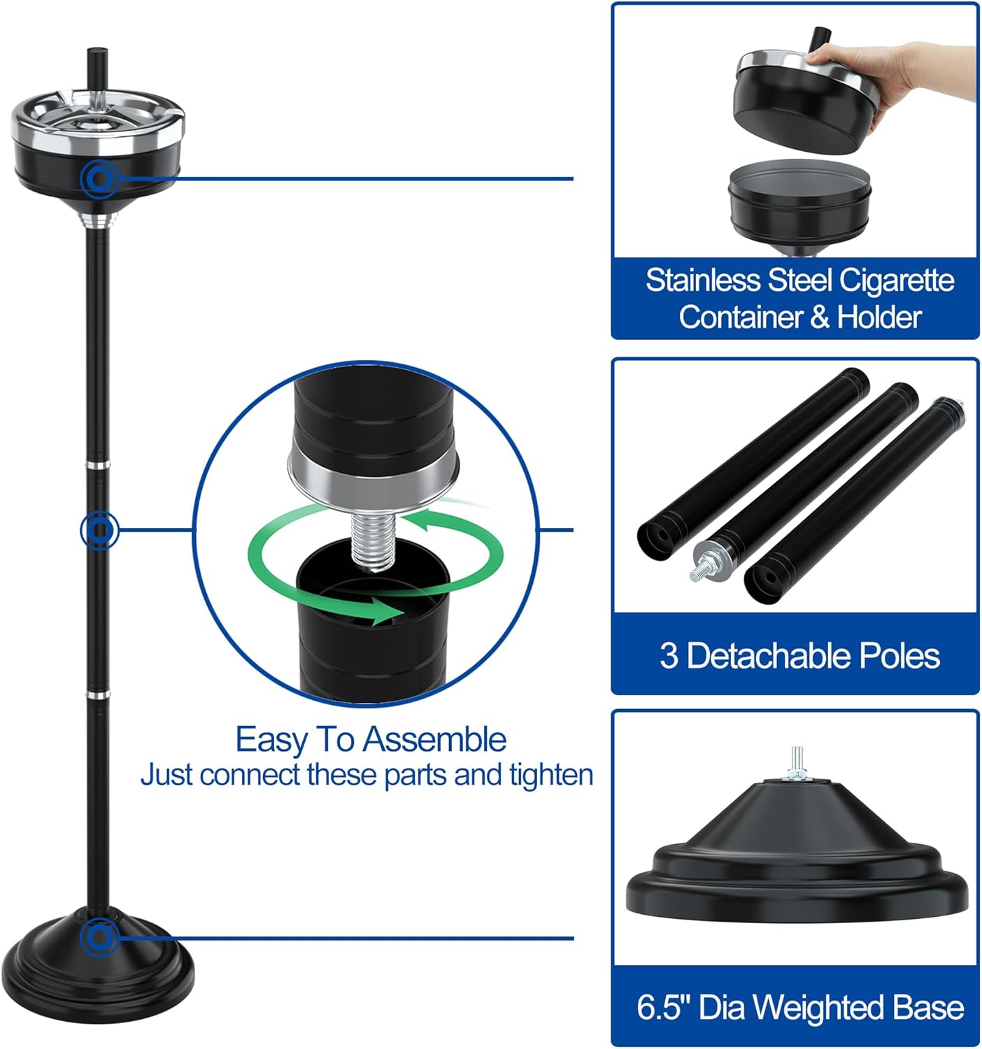 Reliancer Floor Standing Ashtray with Spinning Lid