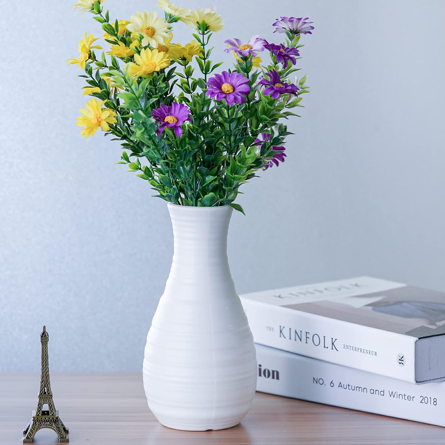 2 Pack Composite Plastics Flower Vase with Ceramic Look