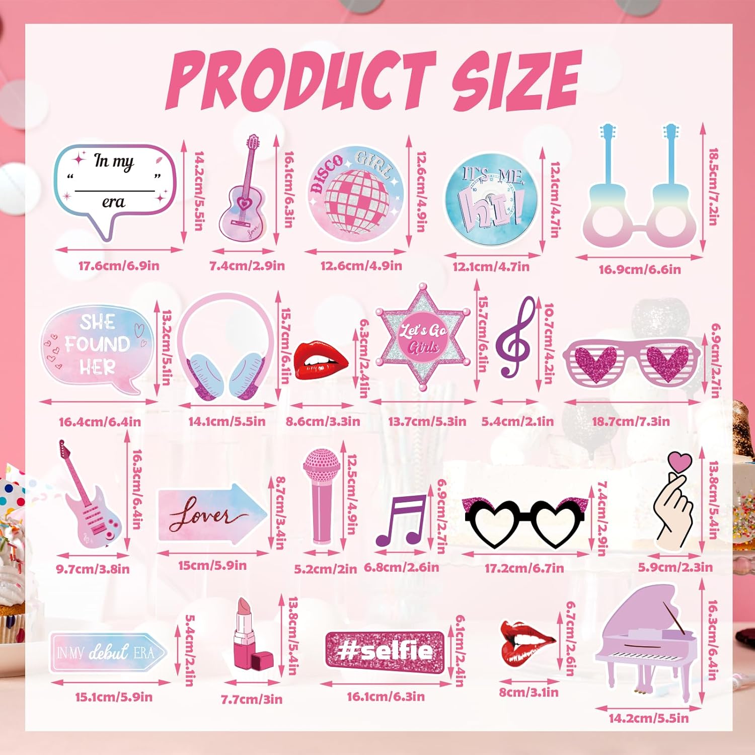 22 Pcs Music Themed Photo Booth Props for Girls Parties