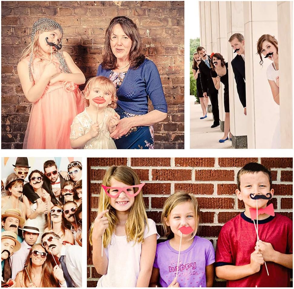 58 Piece Photo Booth Prop Set with Funny Costumes and Hats