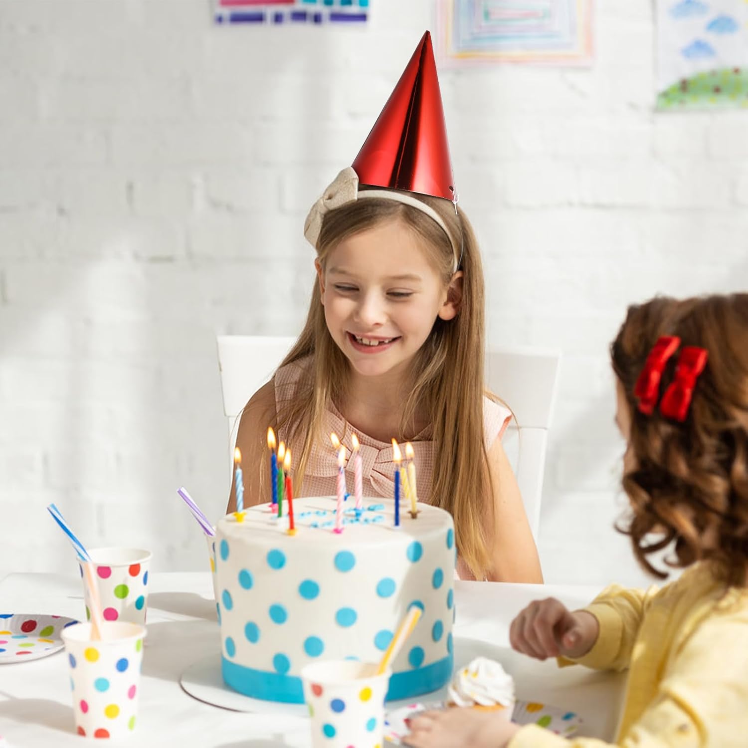 15pcs Metallic Foil Cone Hats for Adults