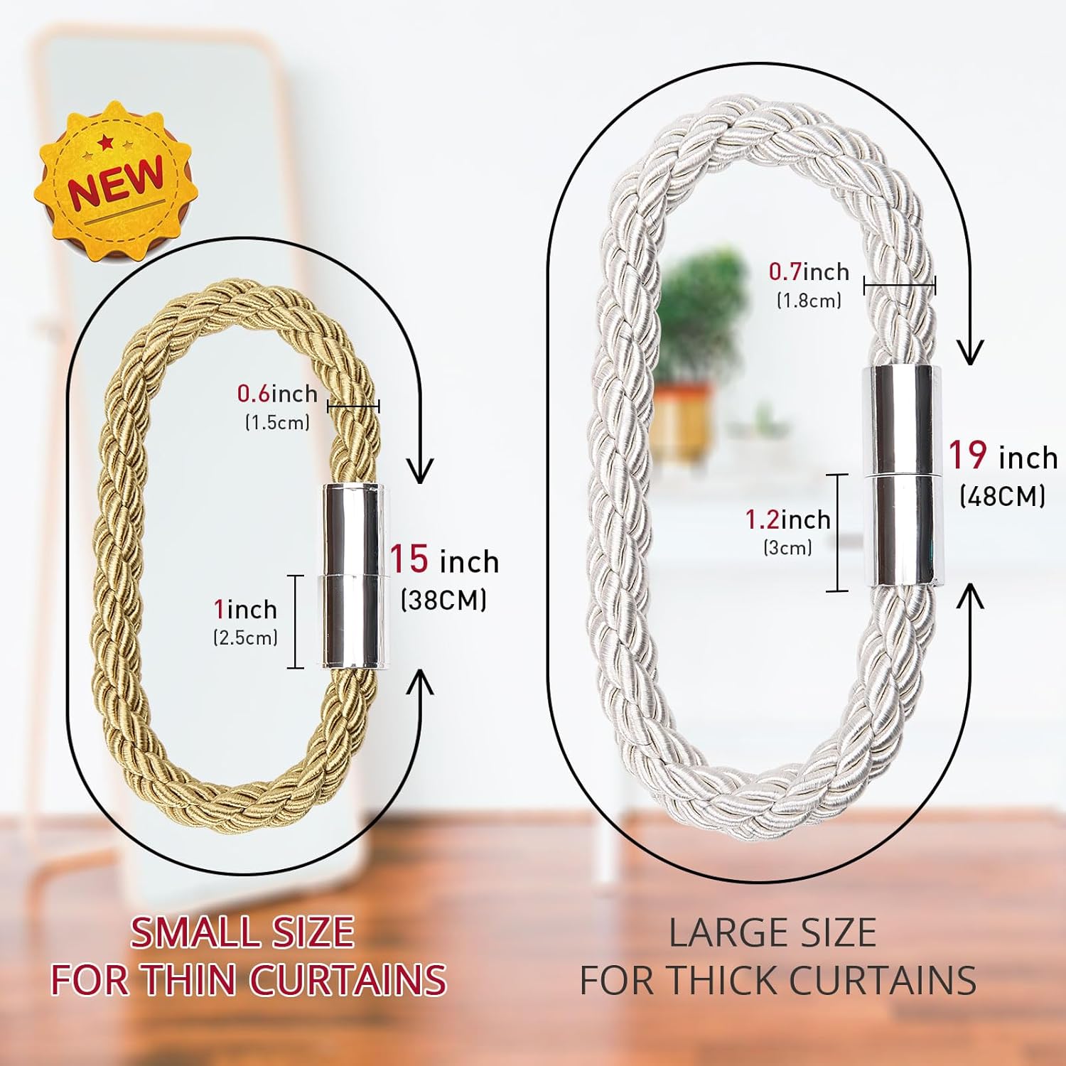 NICEEC 2 Pack Magnetic Curtain Tiebacks Modern Design