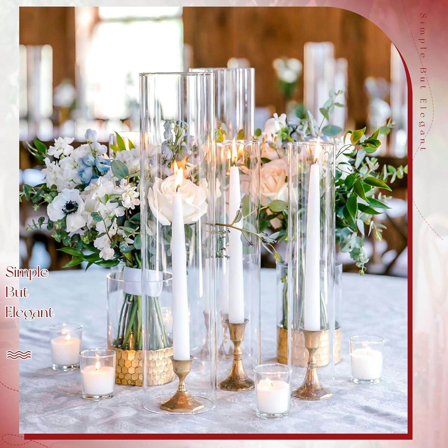 18 Pcs Open Ended Clear Glass Hurricane Candle Holders
