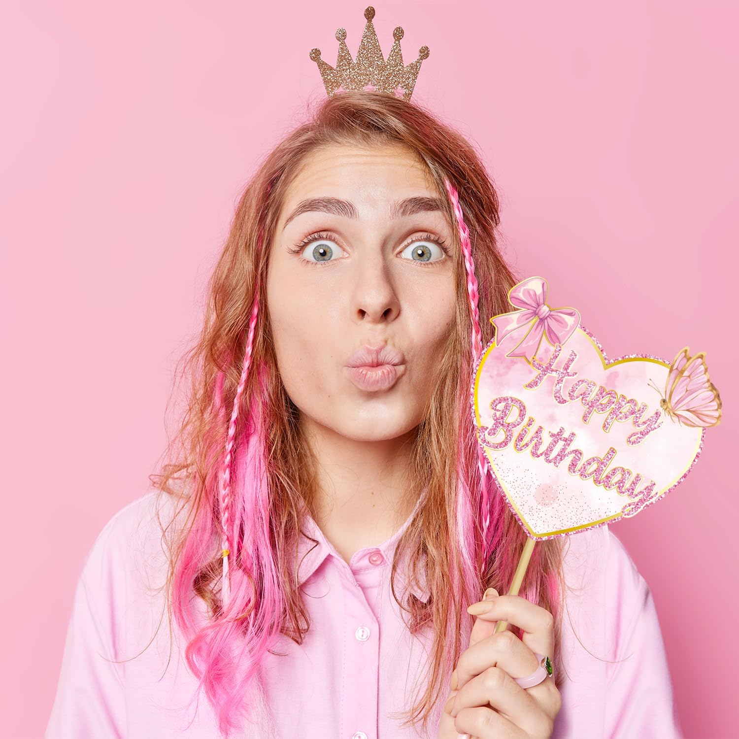 Pink Bow Party Decorations Photo Booth Props for Girls