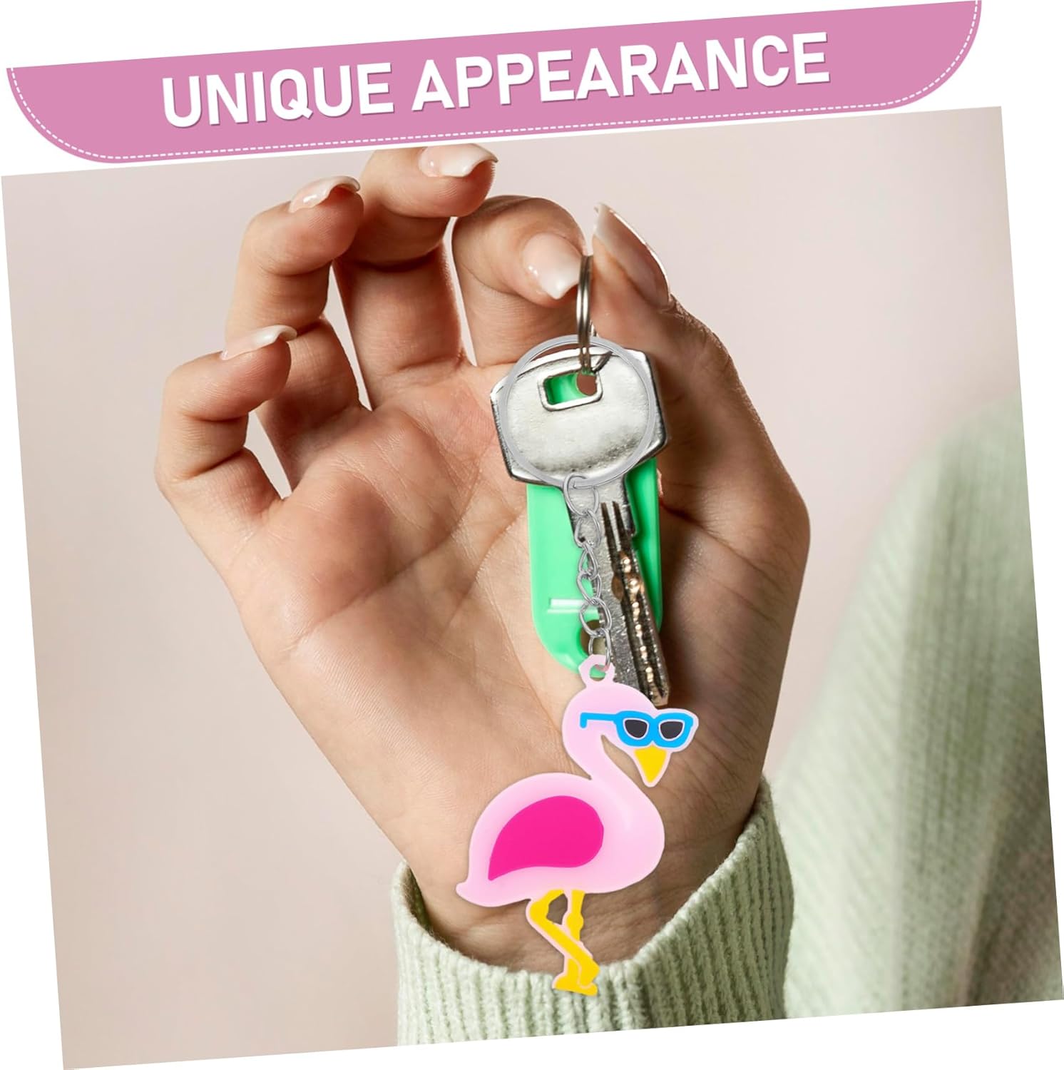 Garneck 12 Pcs Cute Flamingo Keychains