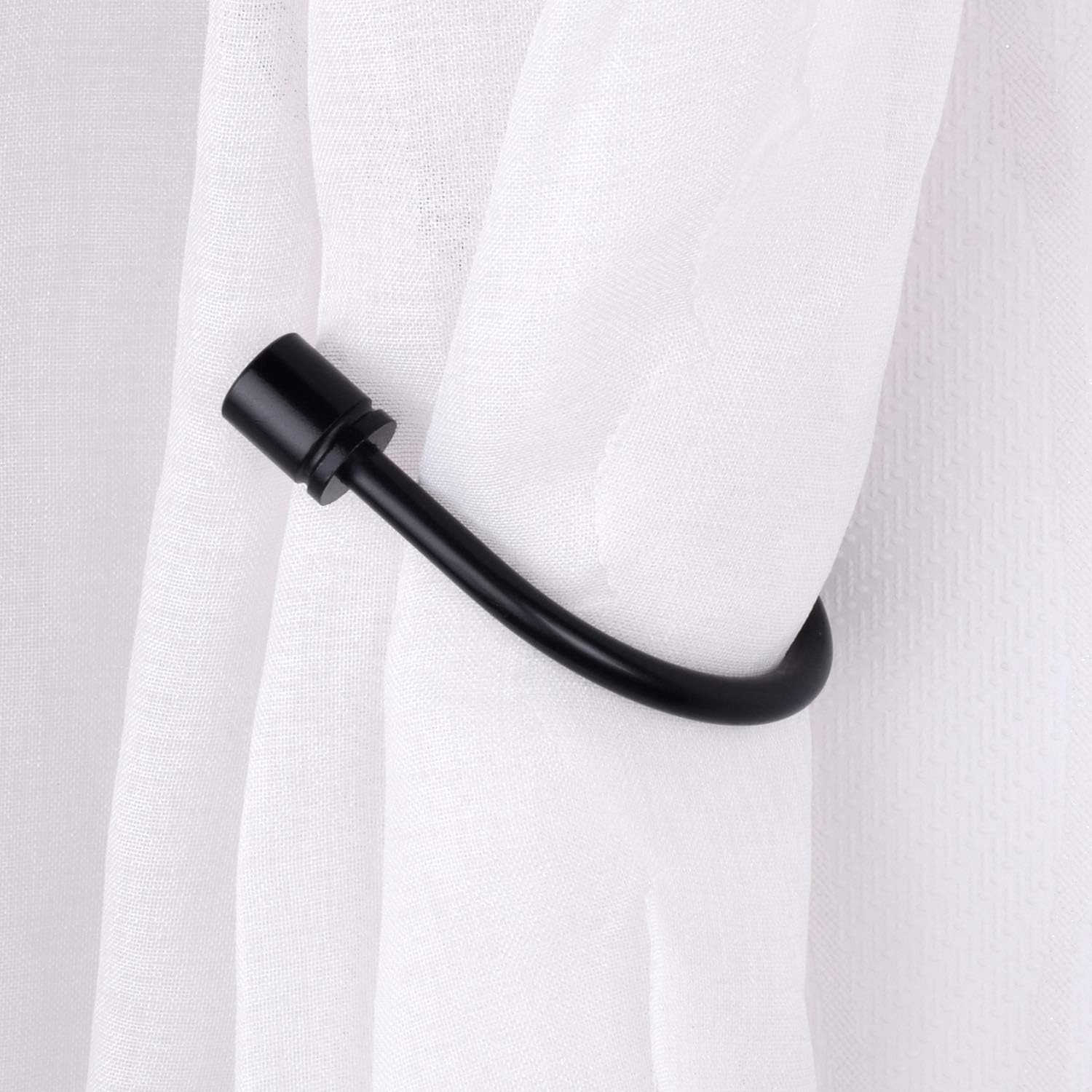 iLoft Metal Curtain Holdbacks U Shaped Hooks Wall Mounted Black 2pcs