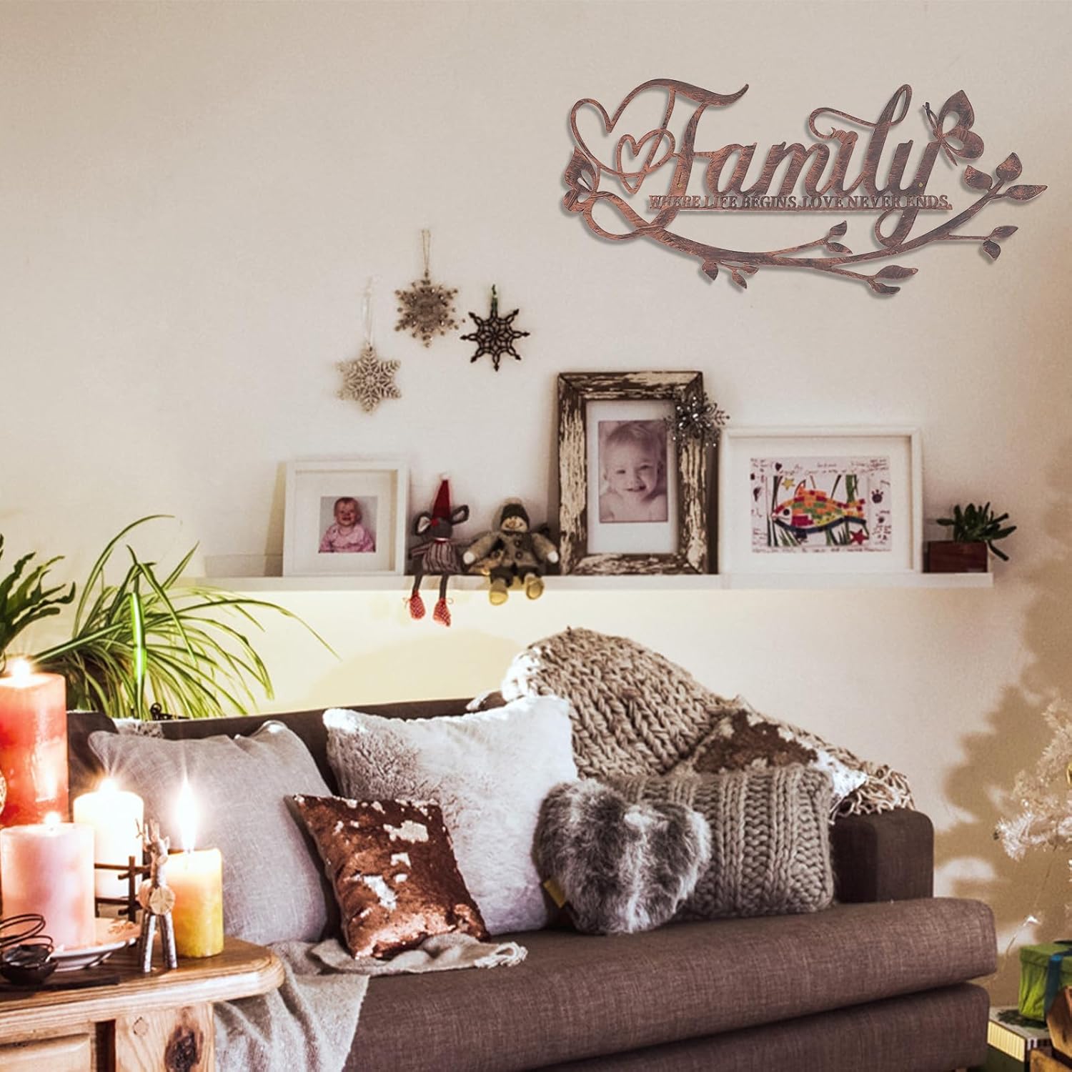AUHOKY Family Love Wall Art Metal Sign Decor