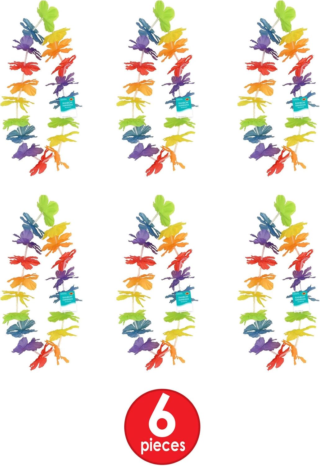 Beistle 6-Piece Rainbow Floral Headband Set 20 Inch