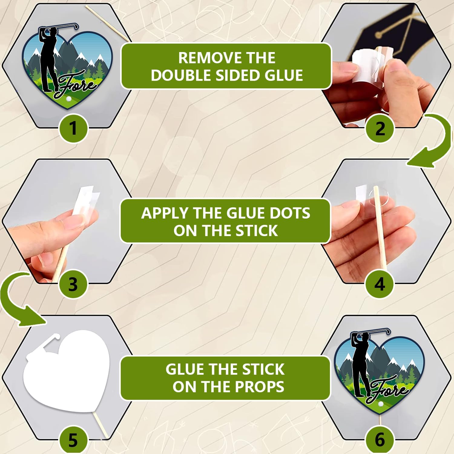 Duormal Golf Party Photo Booth Props Set