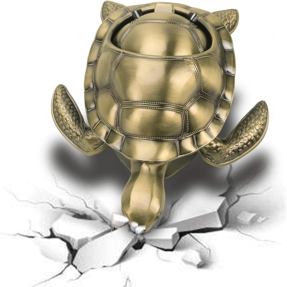LAUYOO Vintage Turtle Windproof Ashtray with Lid
