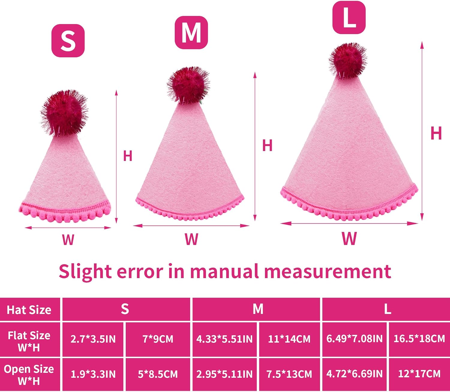 12 Pcs Reusable Felt Party Hats with Pom Poms