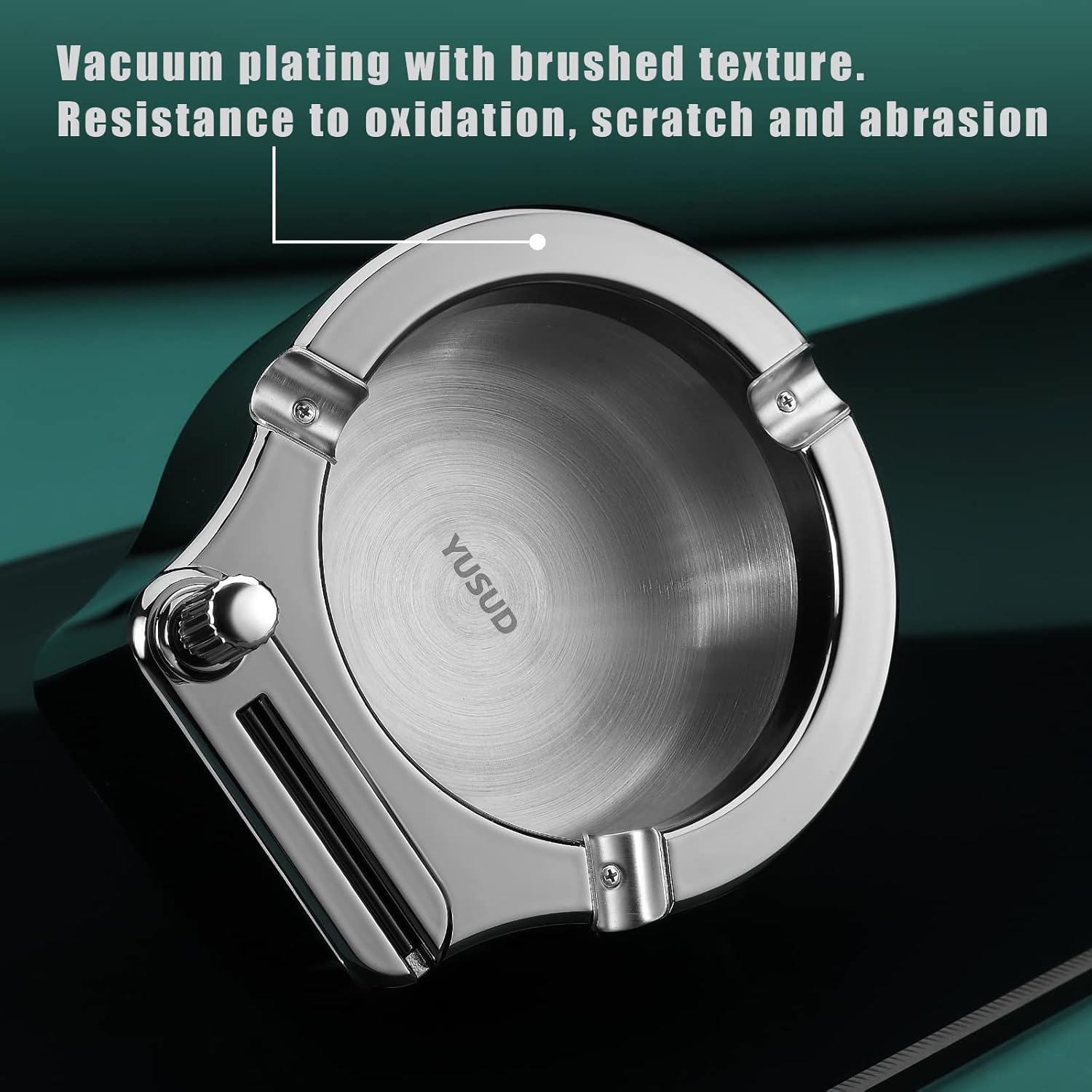 YUSUD Large Cigarette Ashtray with Match Lighter