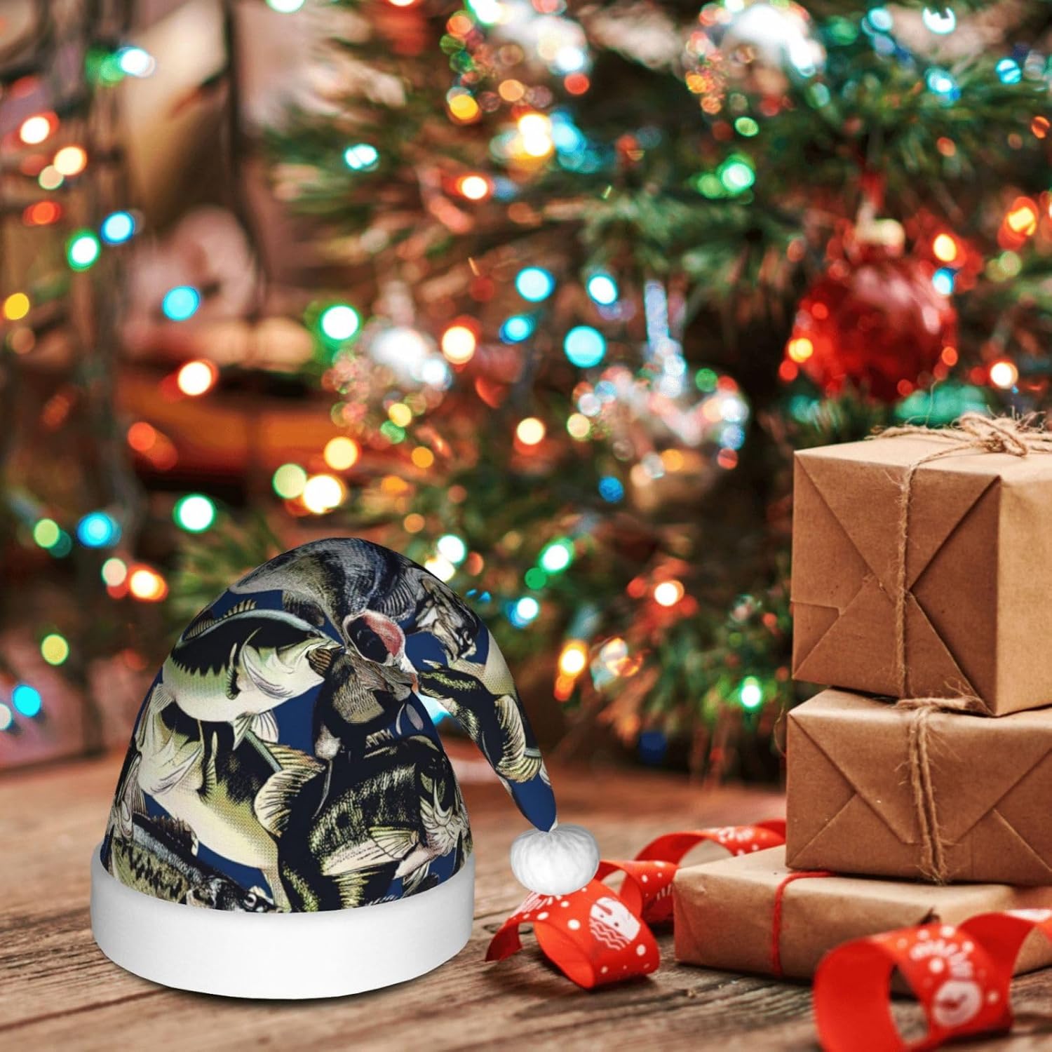 QinZheng Personalized Santa Hat with Fish Print