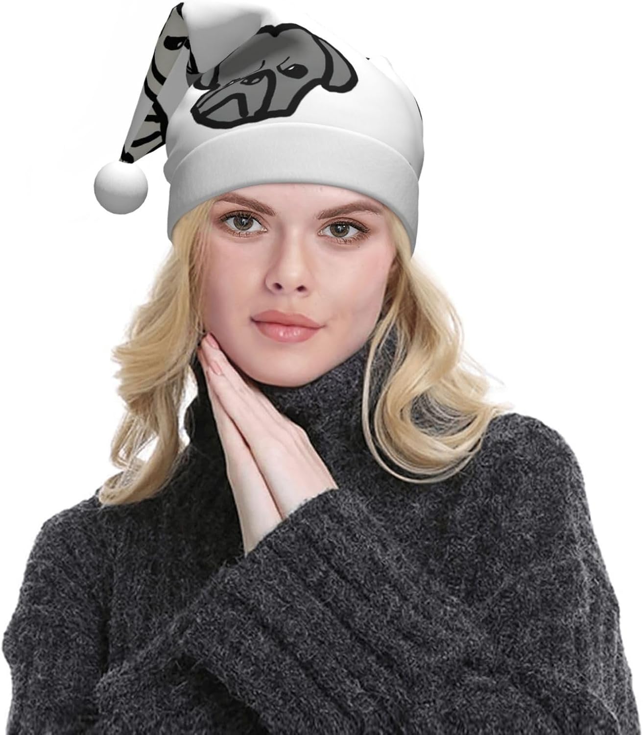 QINZHENG Personalized Santa Hat with Merican Dog Print