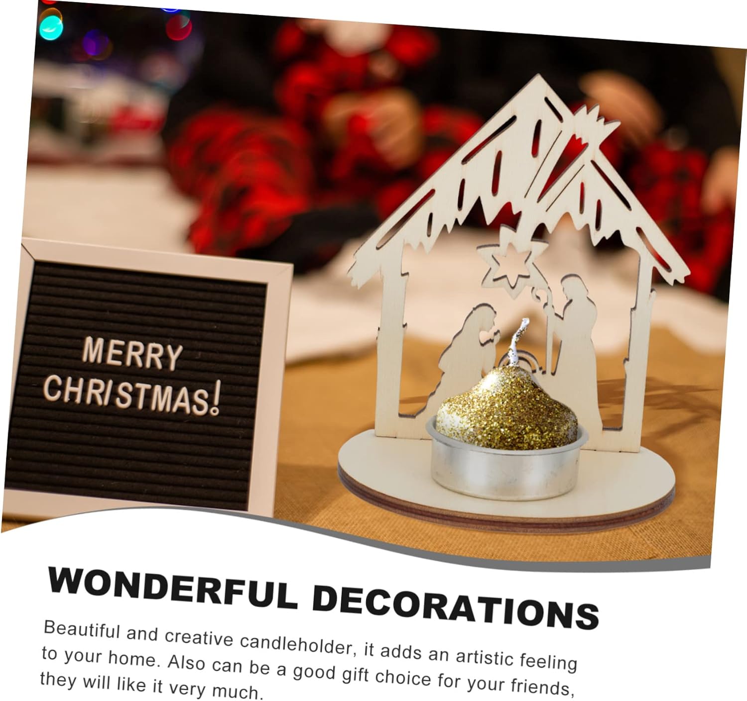 Mobestech 6pcs Wooden Candle Holders for Christmas Decor
