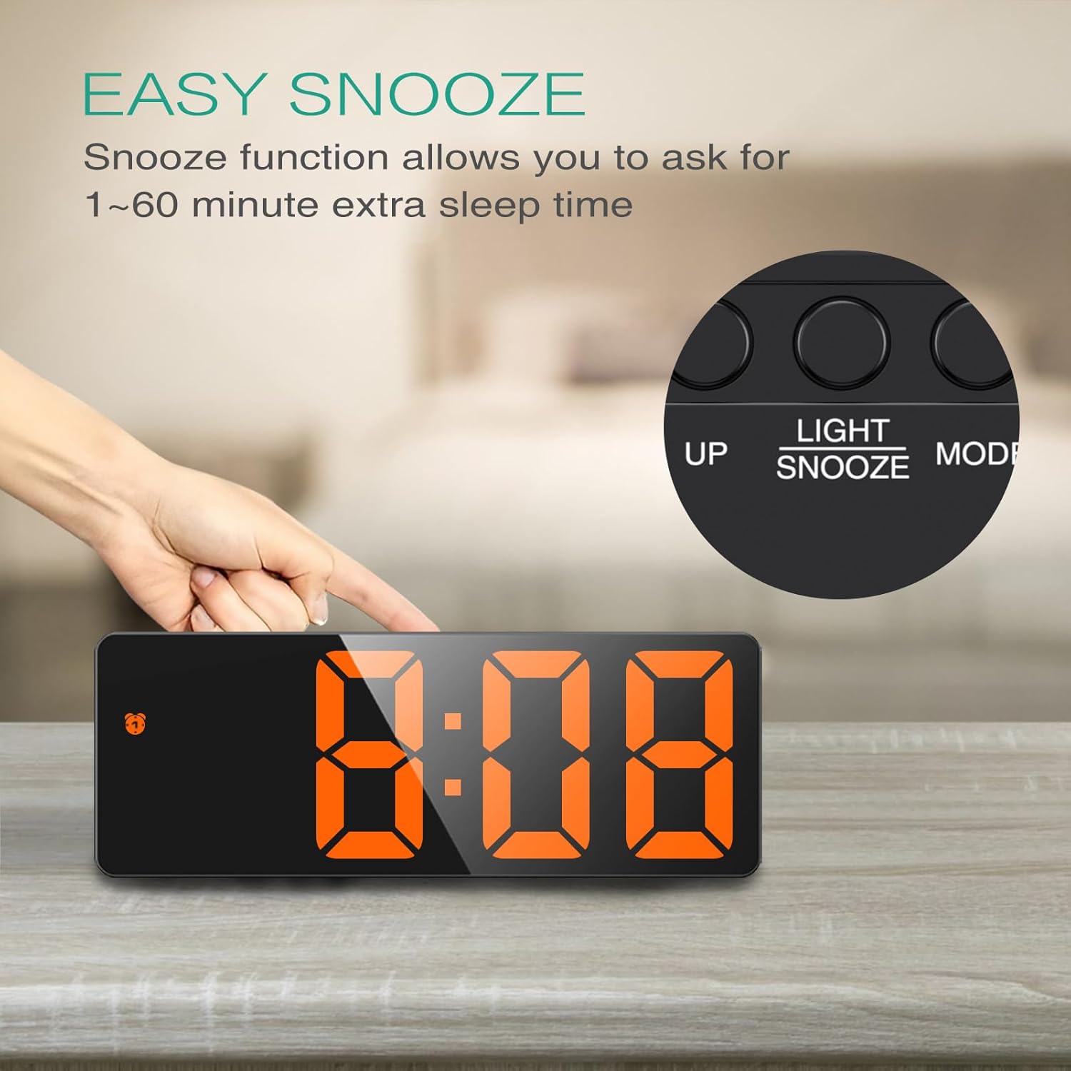 ORIA Digital Alarm Clock with 65 Inch Display