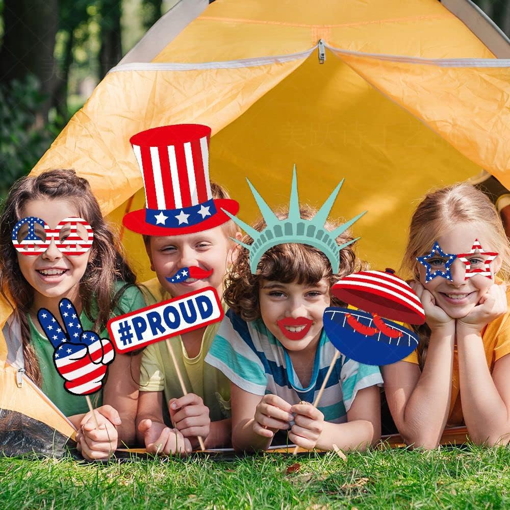 25 Pcs Patriotic Photo Booth Props for 4th of July