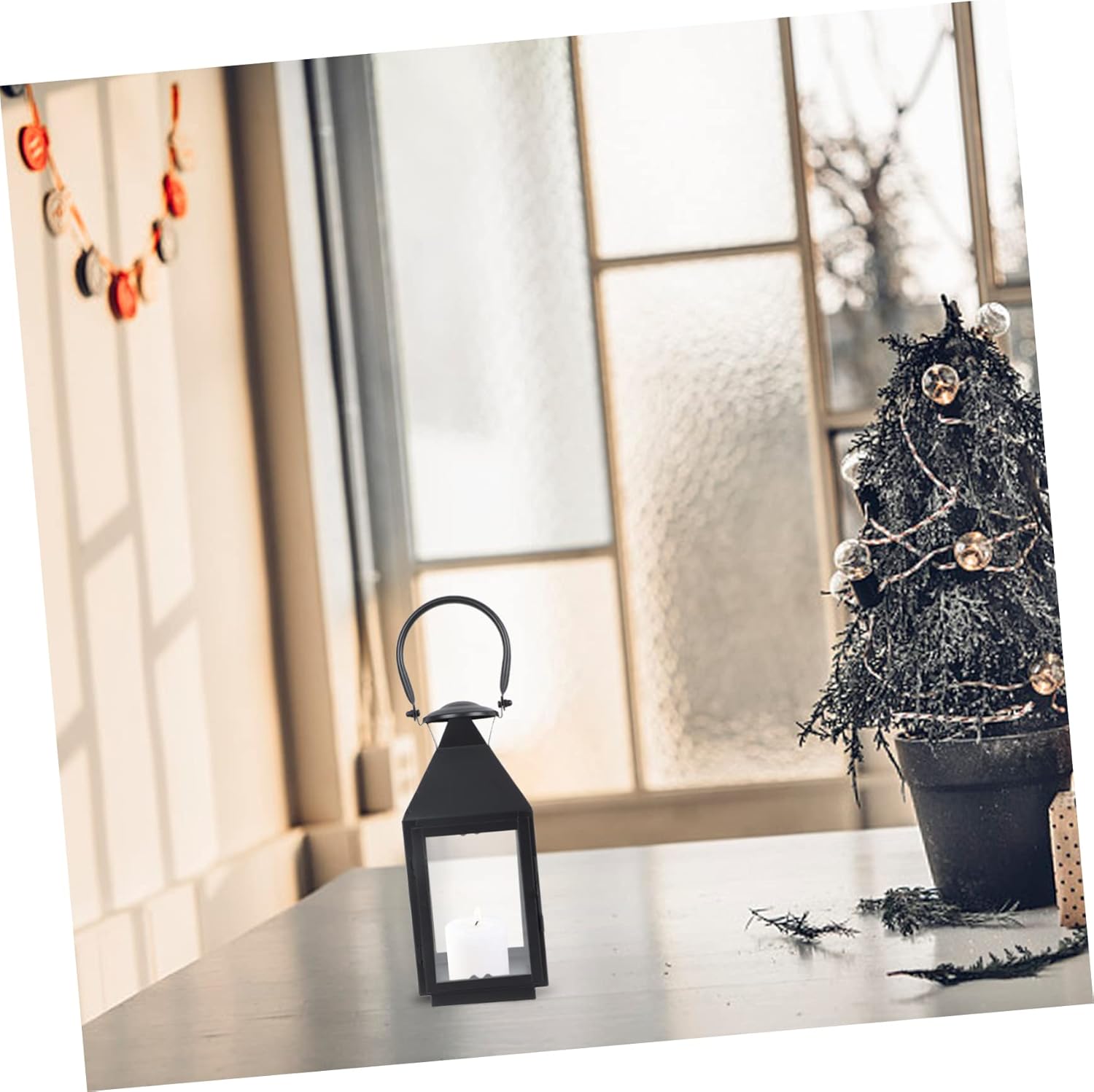 Nordic Iron Candle Lantern for Christmas Decor