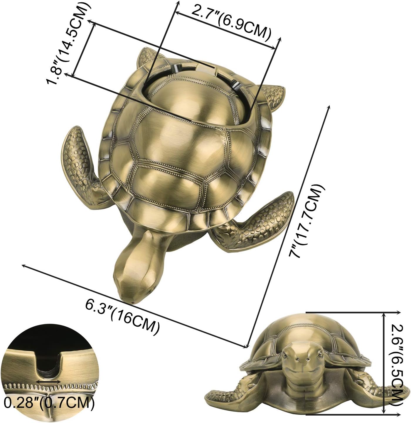 LAUYOO Vintage Turtle Windproof Ashtray with Lid