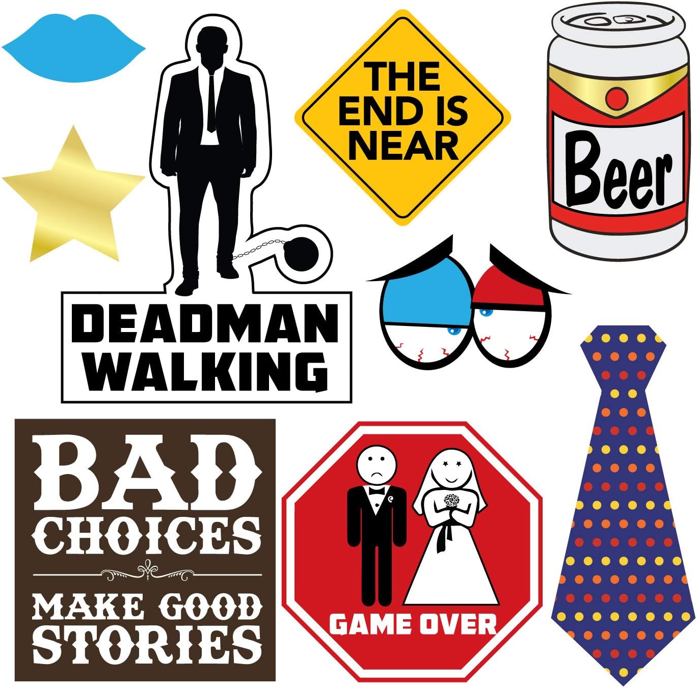 Bachelor Party Photo Booth Props 37 Piece Set