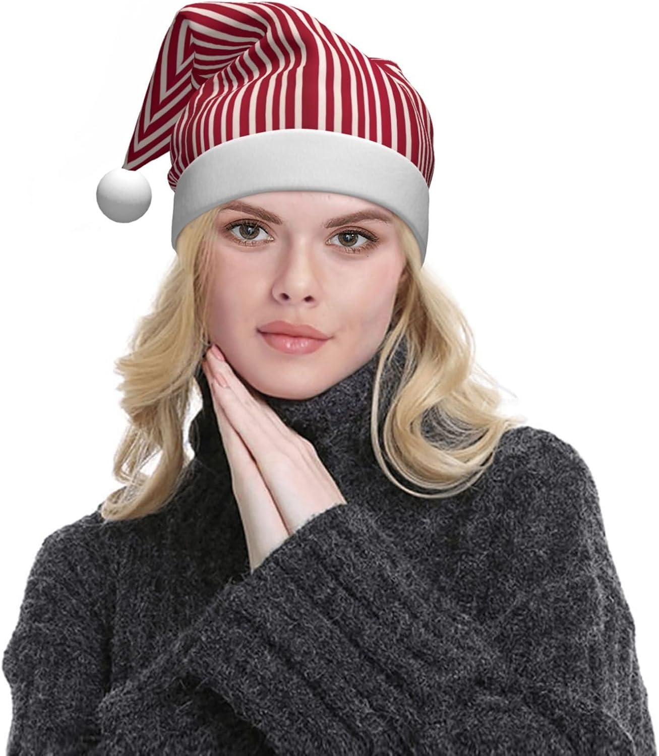 QinZheng Personalized Santa Hat Red and Black Plaid Velvet Plush Christmas Headwear