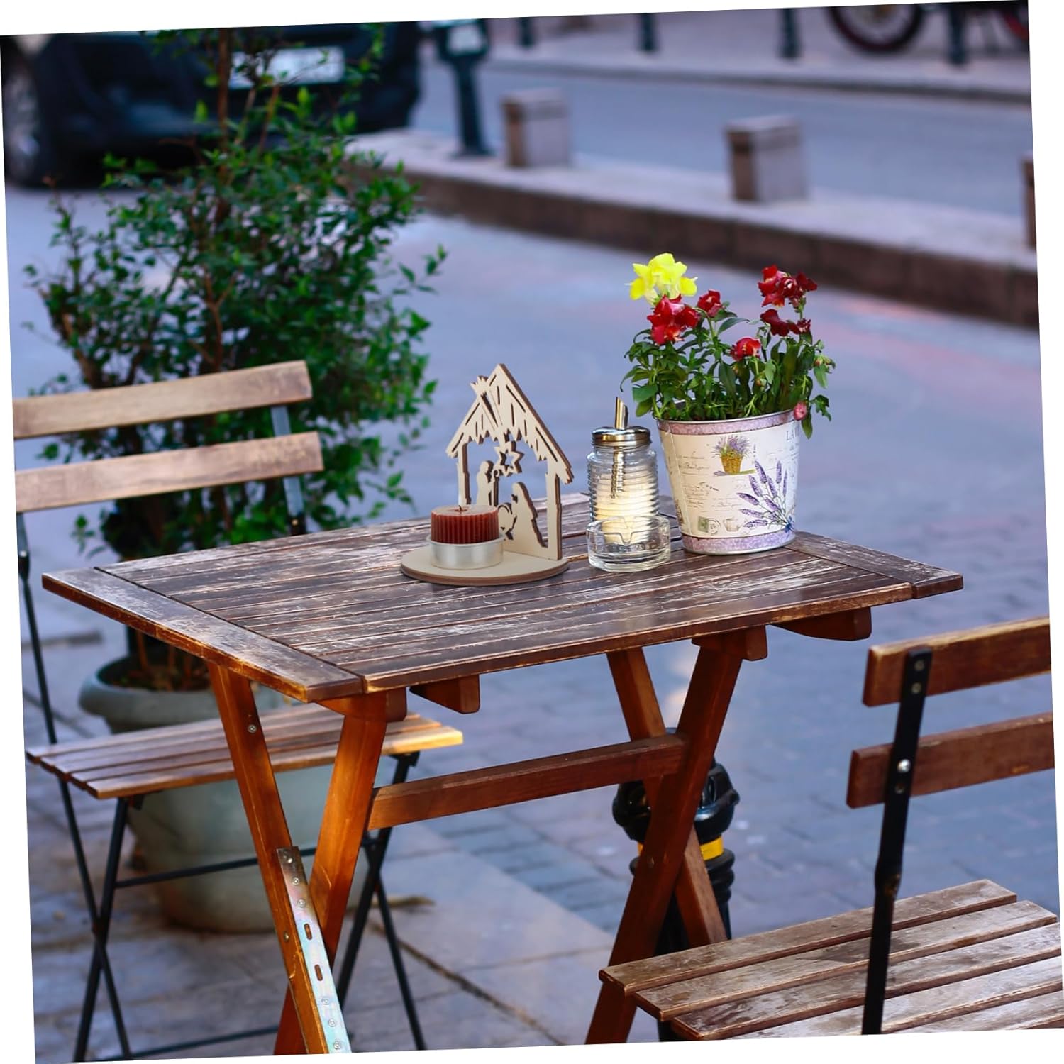 Mobestech 6pcs Wooden Candle Holders for Christmas Decor