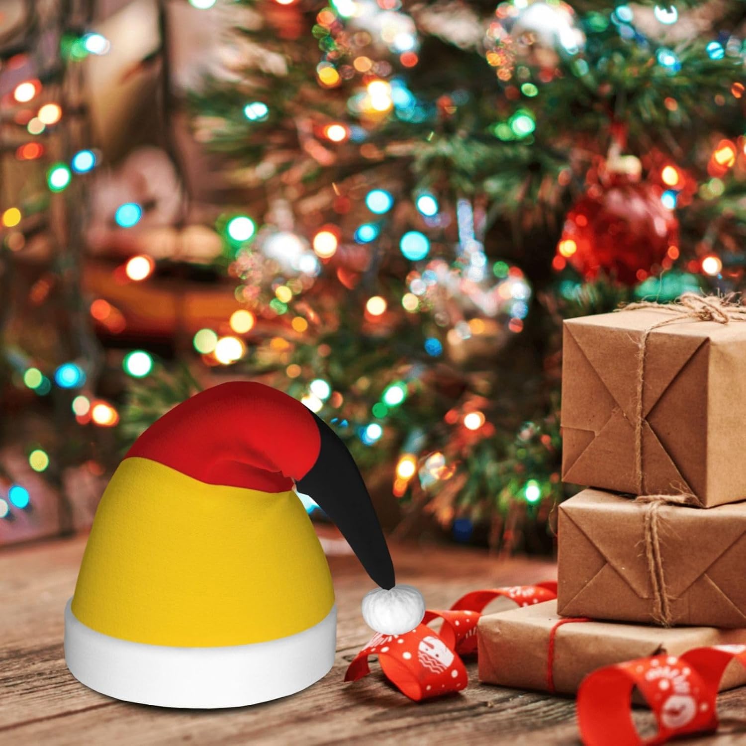 QinZheng Germany Flag Print Santa Hat for Women