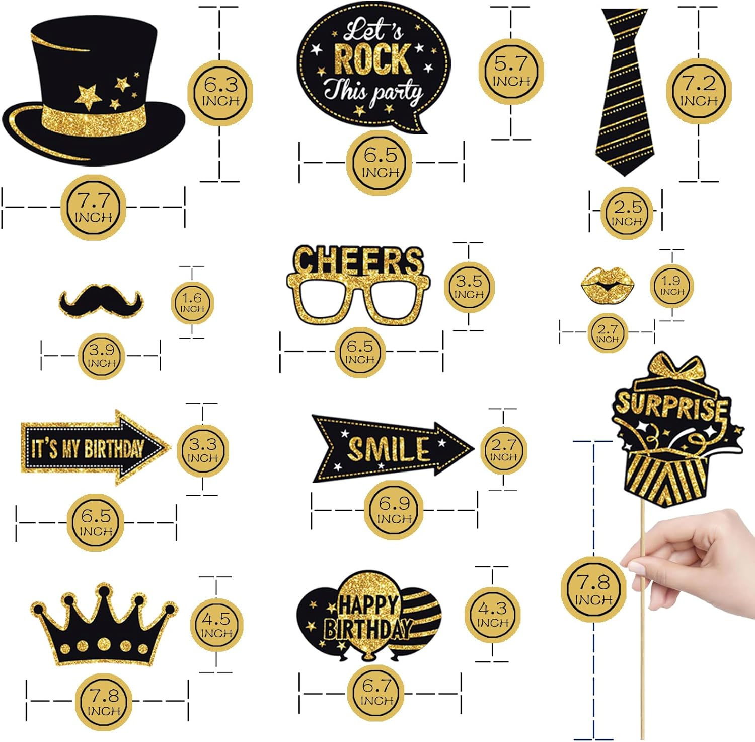 JOJO FLY 36 Pcs Birthday Photo Booth Props Kit