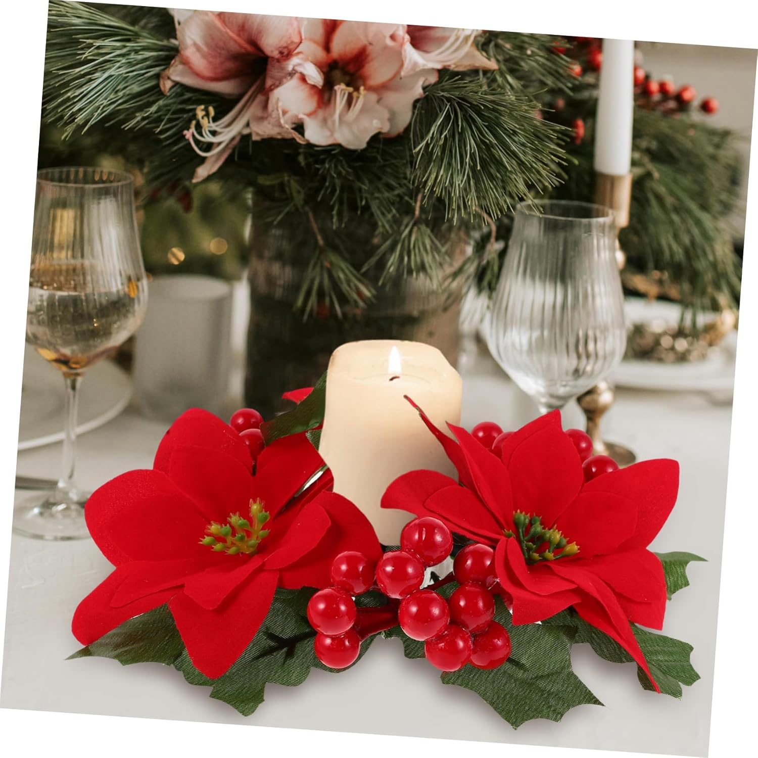 Wakauto Mini Christmas Candle Wreath Decor