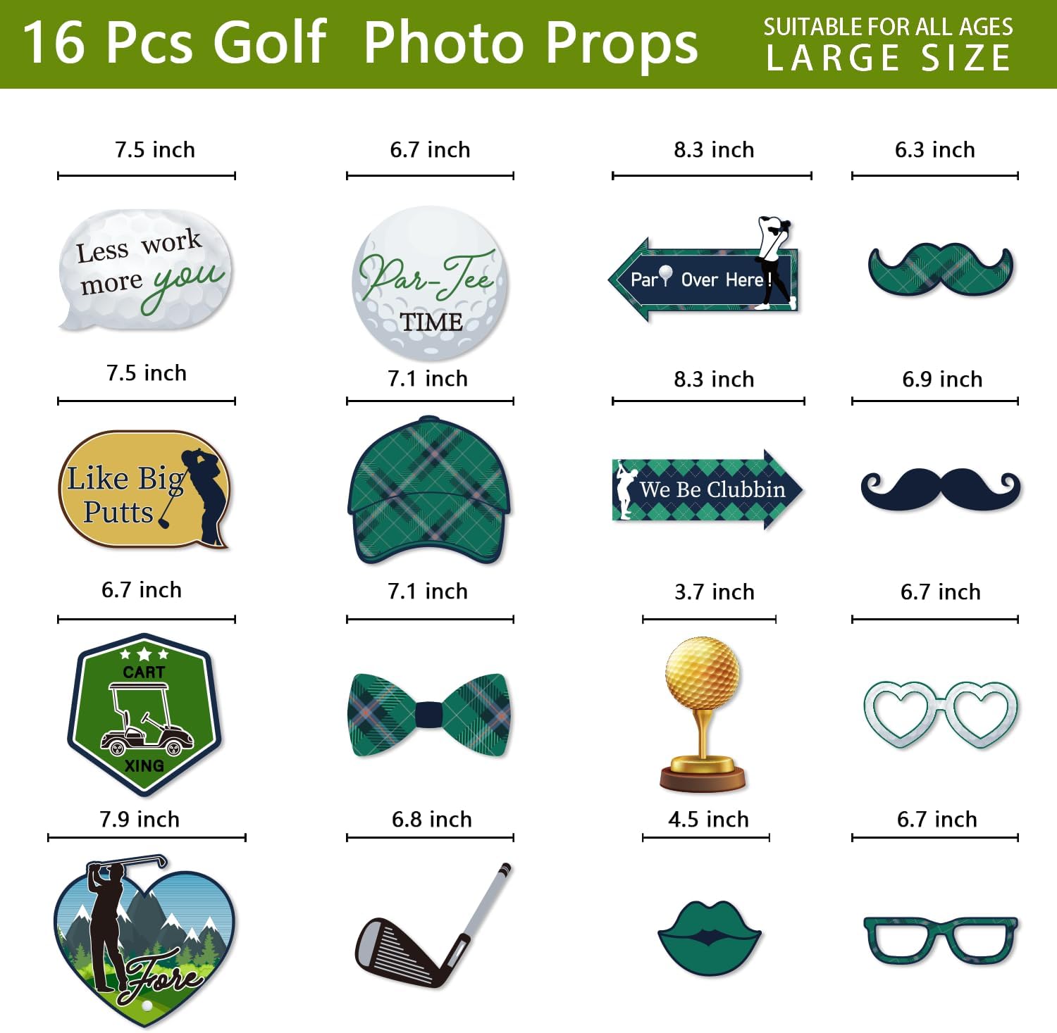 Duormal Golf Party Photo Booth Props Set