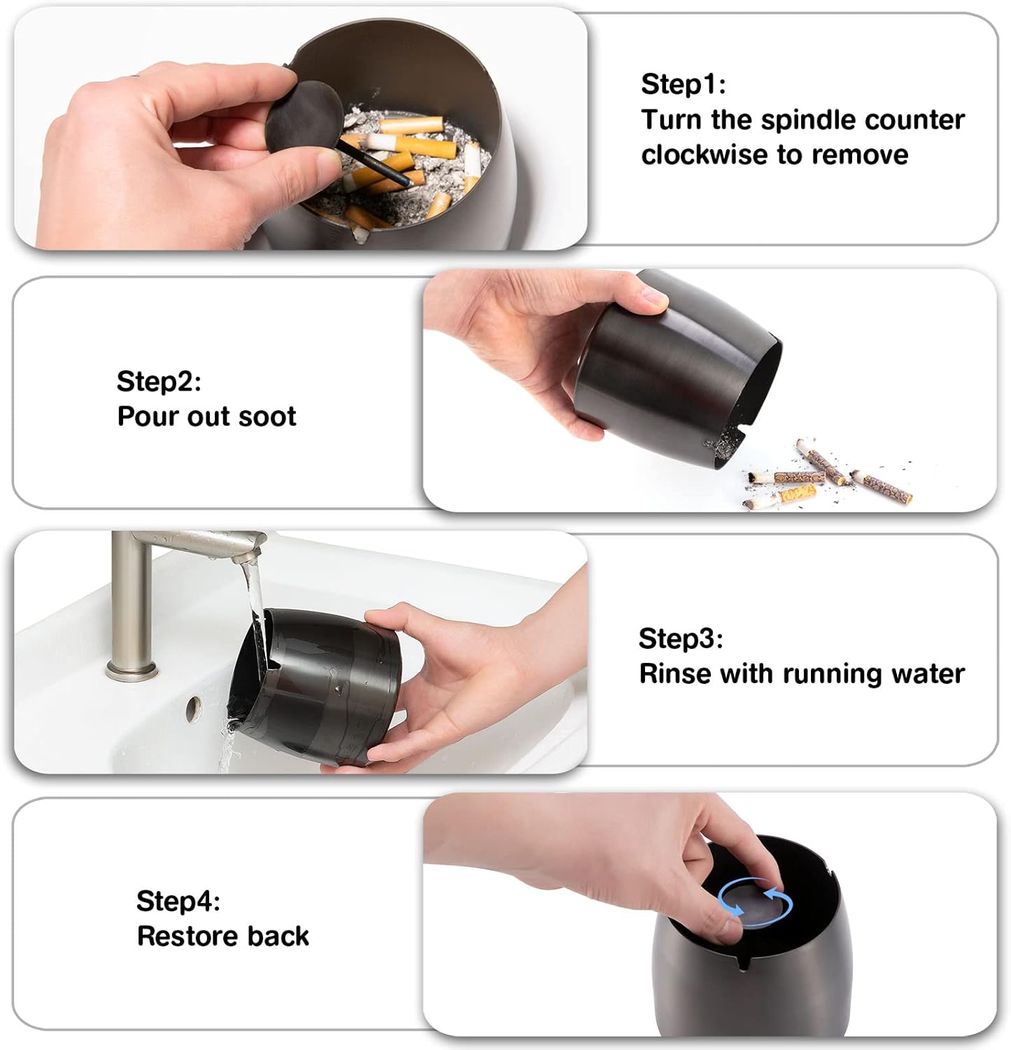 Yangbaga XL Windproof Ashtray with Lid for Cigarettes