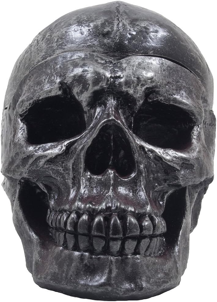 Spooky Human Skull Ashtray with Cover