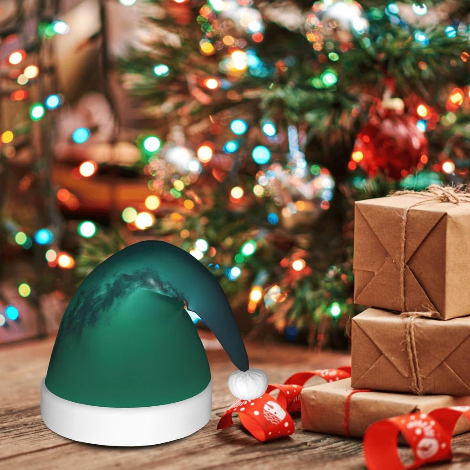 Galaxy Green Santa Hat Personalized Funny Christmas Headwear for Women