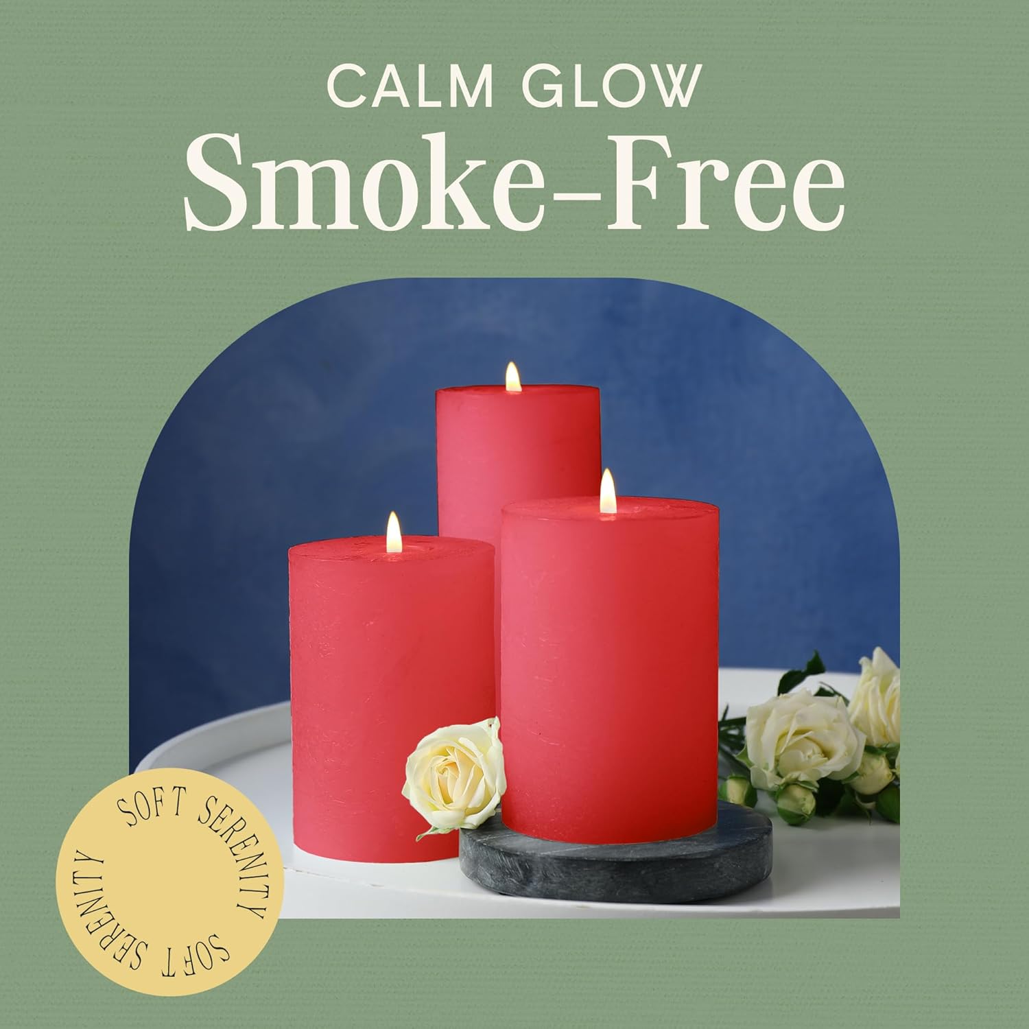 Mister Candle Dripless Unscented Pillar Candles Set of 3