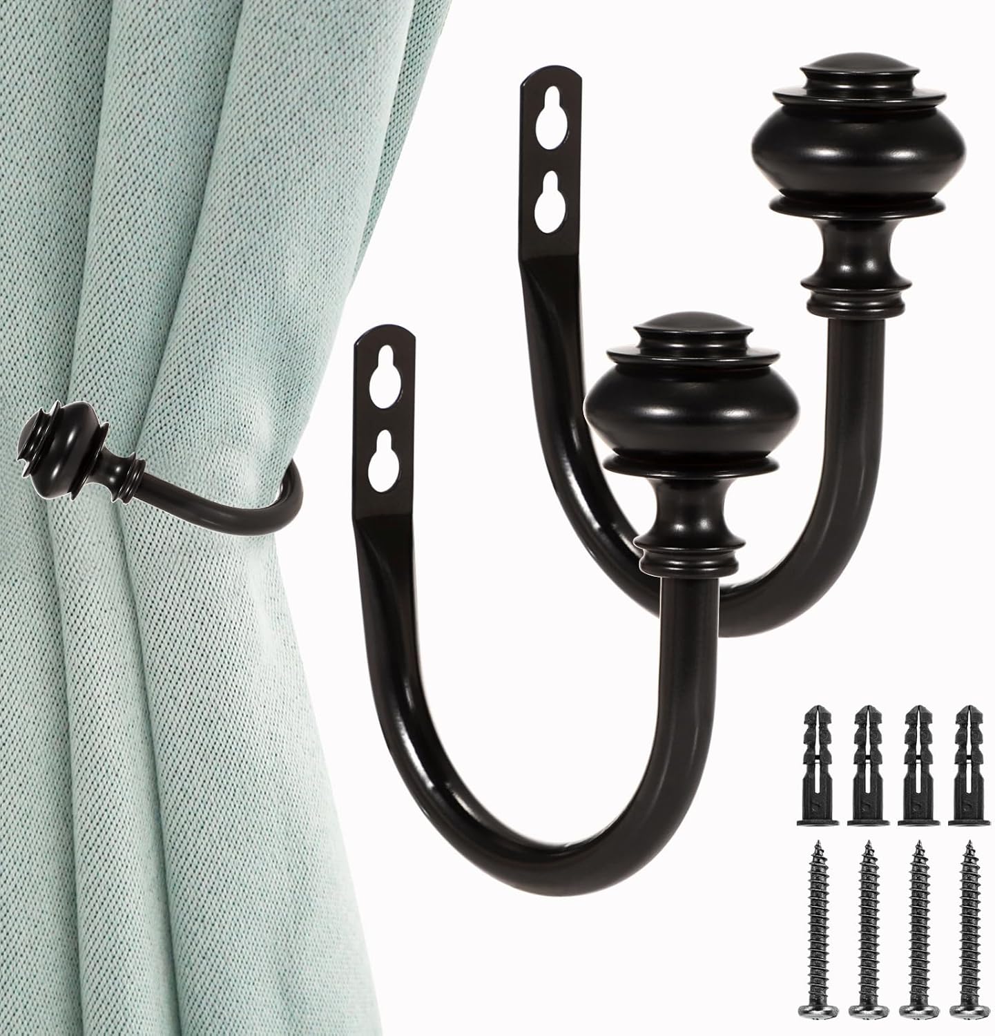 Sumnacon Set of 2 Decorative Curtain Holdbacks Black