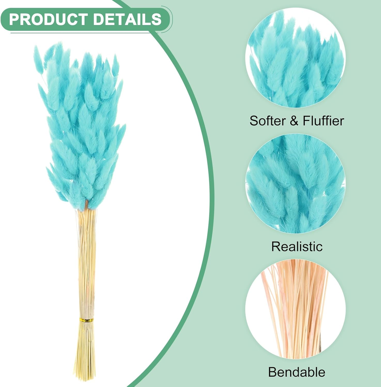 180-Pack Blue Fluffy Bunny Tail Grass Decor