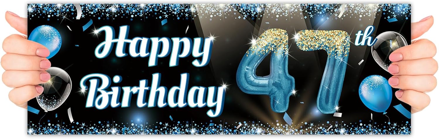 Happy 47th Birthday Handheld Backdrop Banner