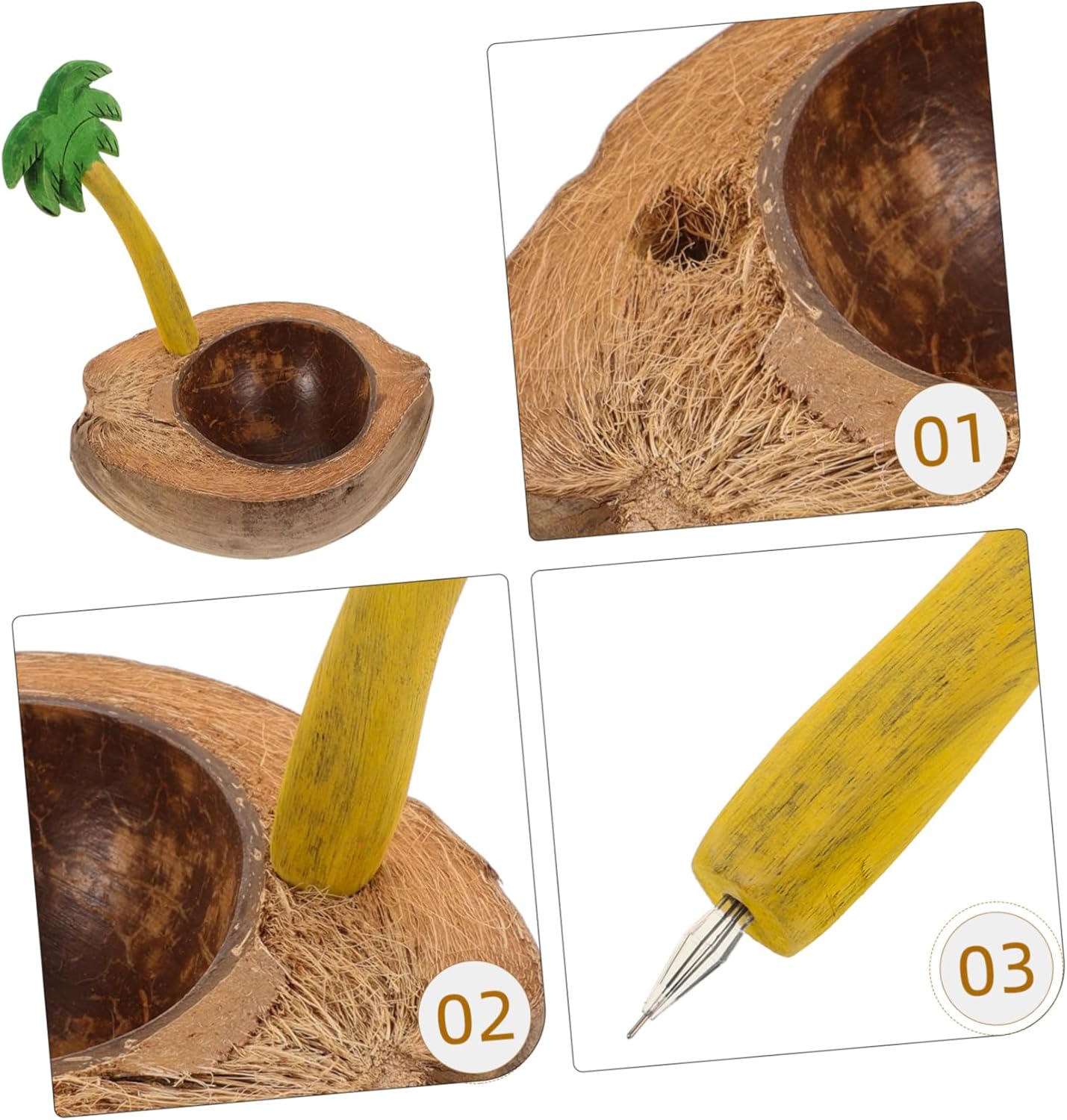 IMIKEYA Coconut Shell Candle Holder Bowl Portable Decorative